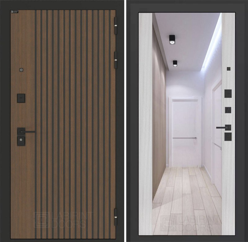 Входная дверь БН-02 с зеркалом Максимум - Сандал белый