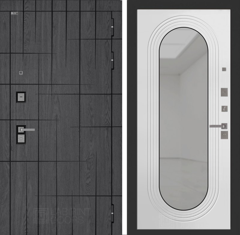 Входная дверь БН-09 с зеркалом Дольче - Белый софт