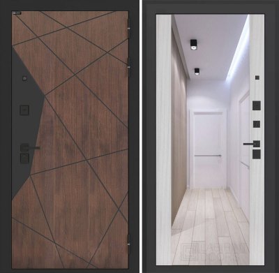 Входная дверь БН-14 с зеркалом Максимум - Сандал белый